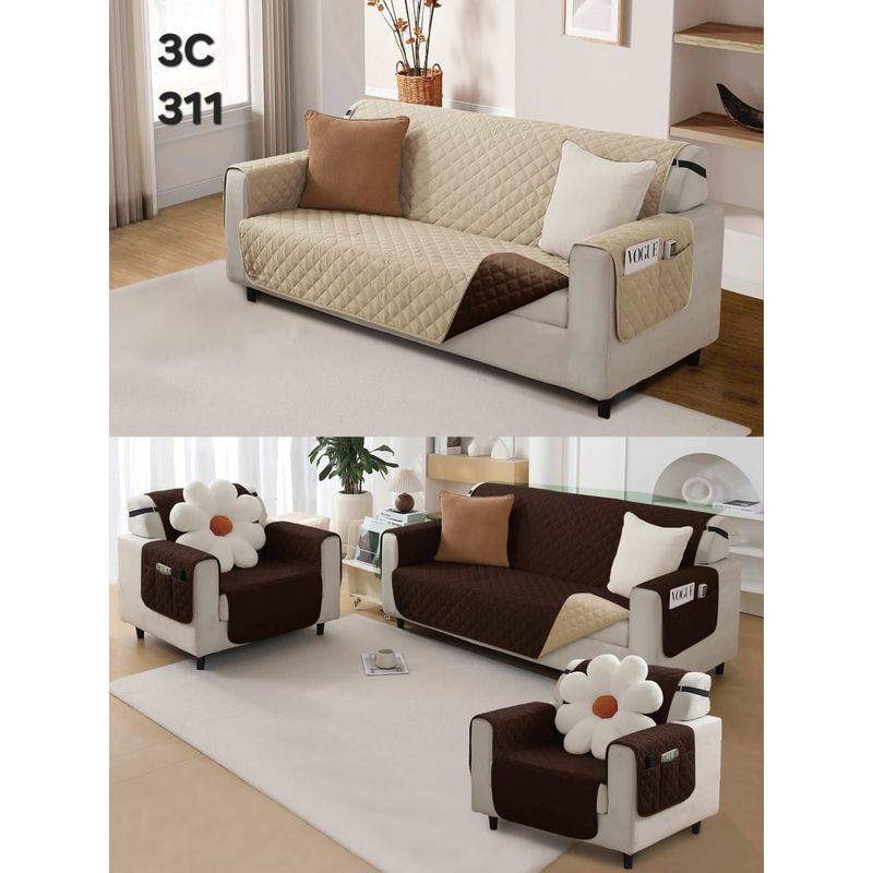 GENERICO - FUNDA CUBRE SILLON SOFA REVERSIBLE CON BOLSAS TELA MPERMEABLE 3 C