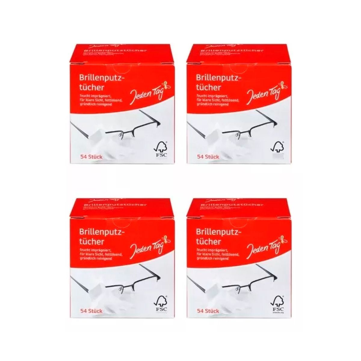 GENERICO - Paños Limpieza Lentes Jeden Tag Pack 4 Cajas Anteojos