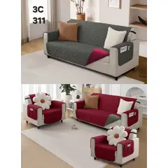 GENERICO - FUNDA CUBRE SILLON SOFA REVERSIBLE CON BOLSAS TELA MPERMEABLE 3 C