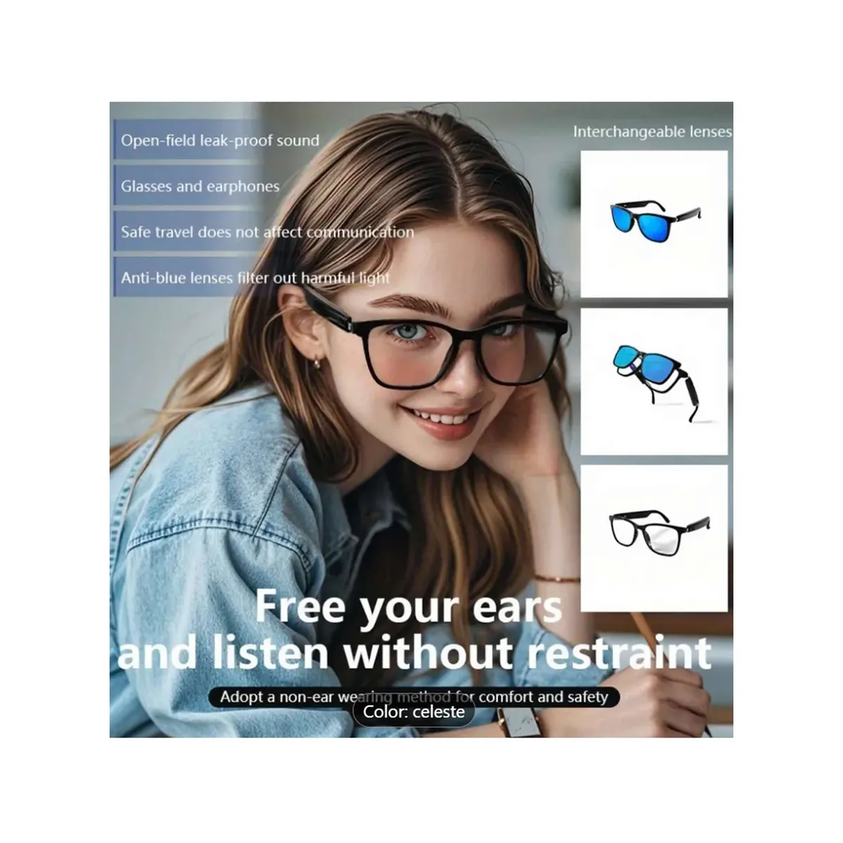 DECORACION CREATIVA - Lentes Inteligentes Bluetooth Smart con opcional polarizado G05Black