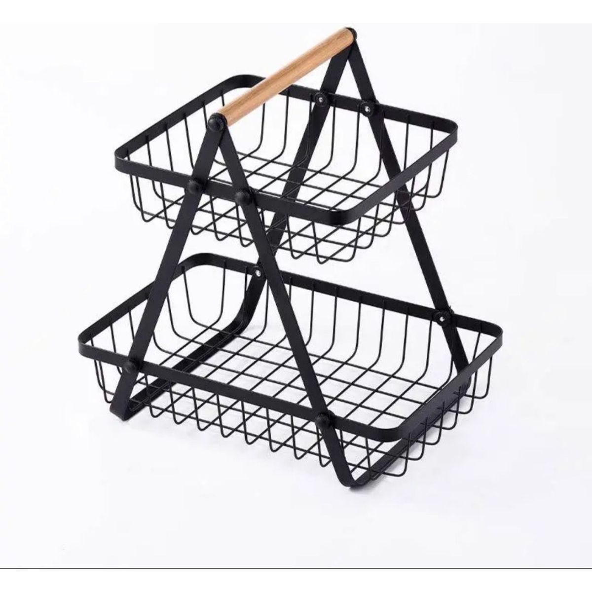 GENERICO - Frutero De Mesa Canasto Para Frutas Cocina Hogar 2 Niveles Color Negro