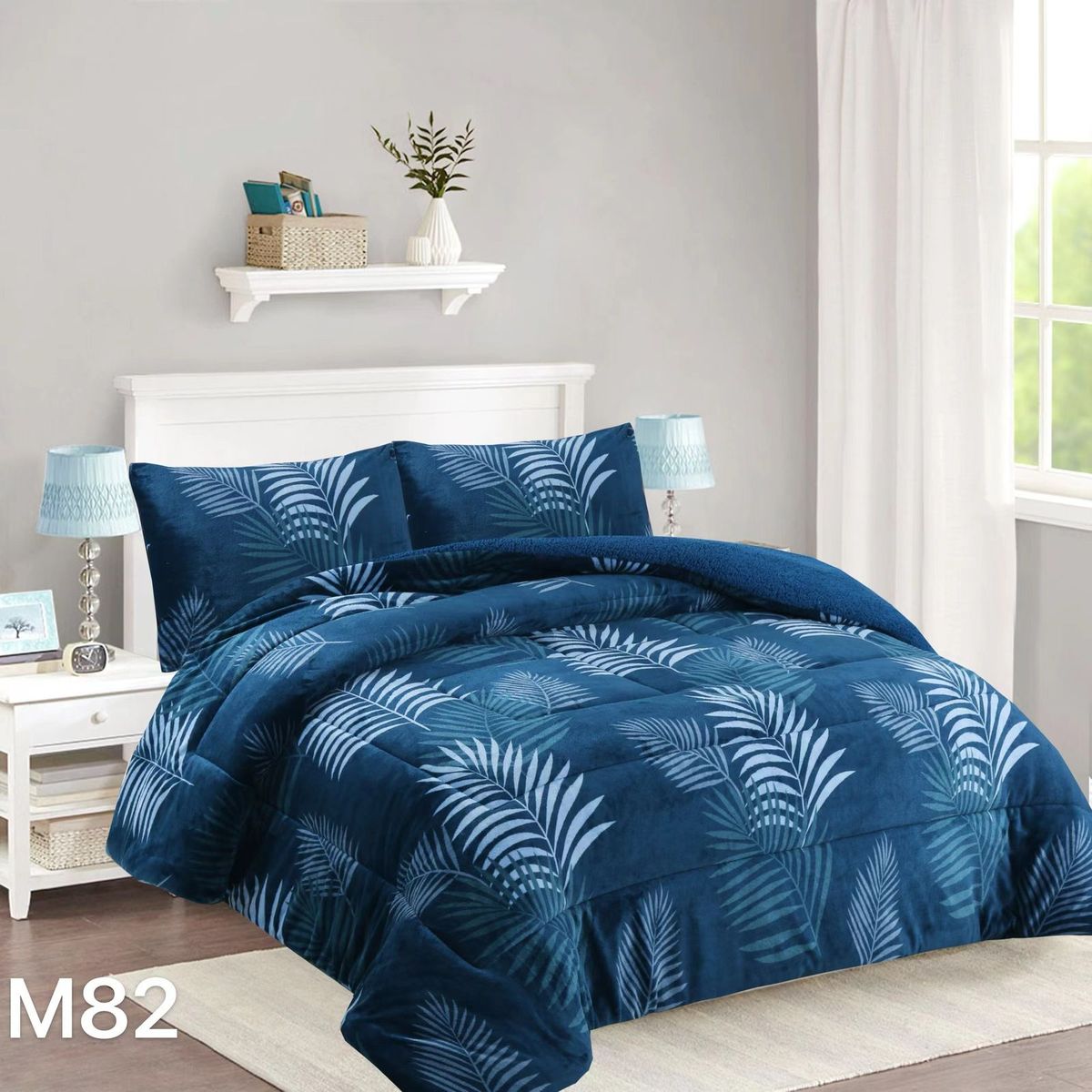 GENERICO - Cobertor Chiporro Invierno 2 Plazas - Azul Ramas M82