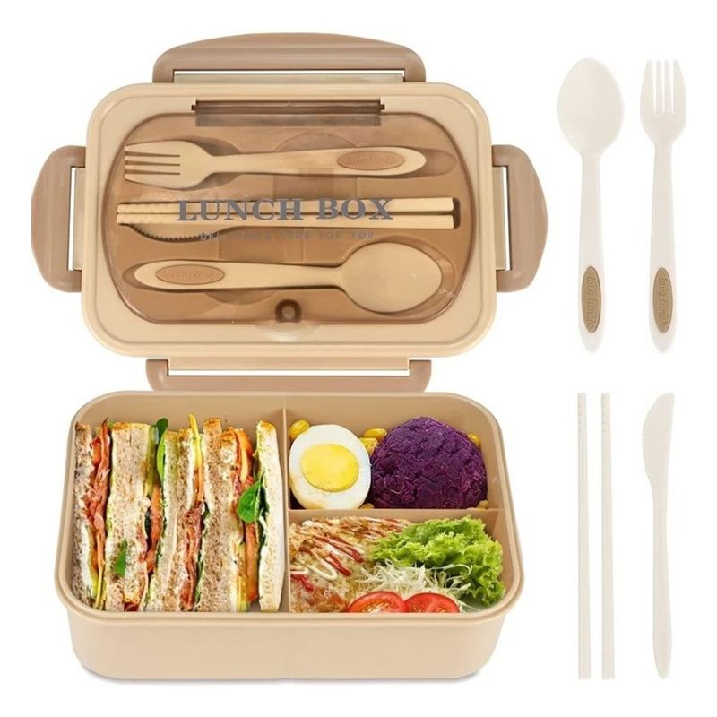 GENERICO - Fiambrera Para Microondas Contenedor De Alimentos Toper En Beige