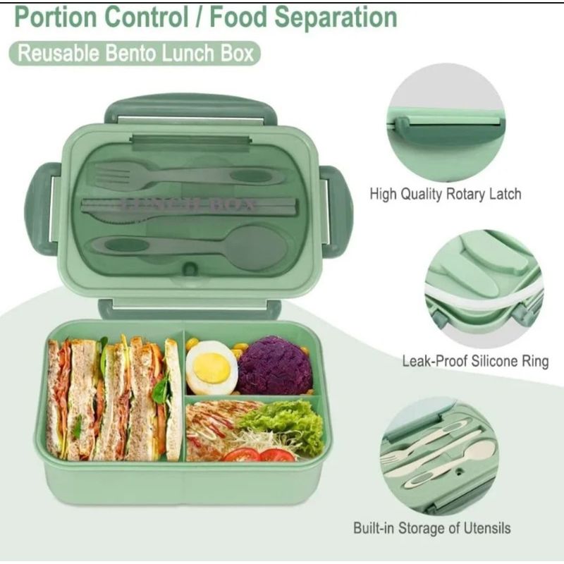 GENERICO - Fiambrera Para Microondas Contenedor De Alimentos Toper En Verde.