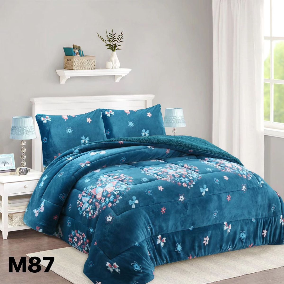 GENERICO - Cobertor Chiporro 2 Plazas - Azul Mariposas M87