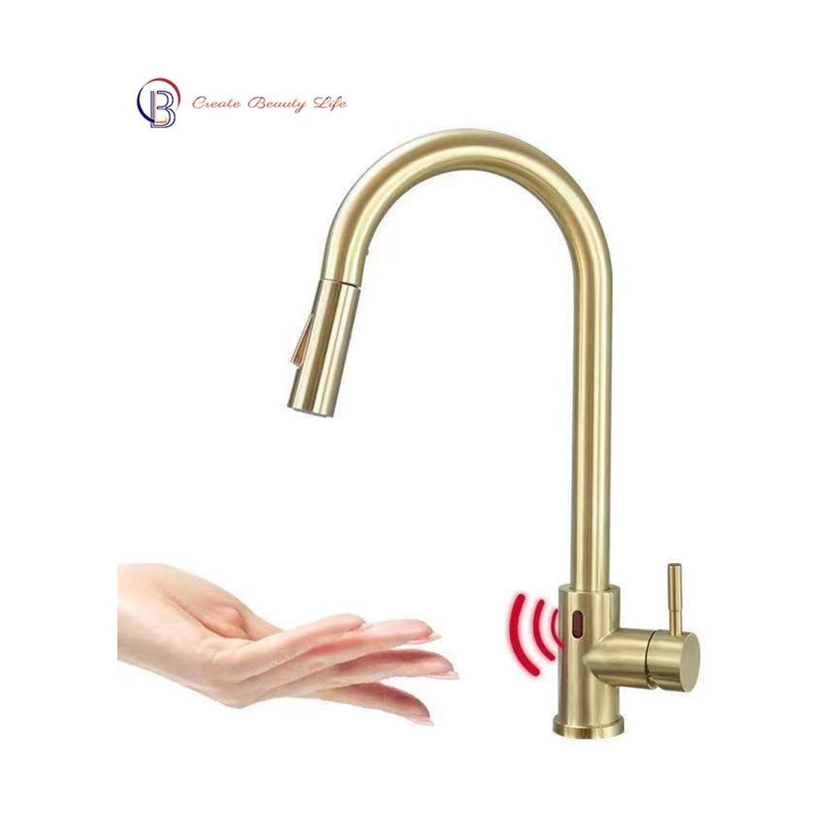 PUREPOWER - Grifo de cocina para lavaplatos monocromado extensible con sensor de movimiento