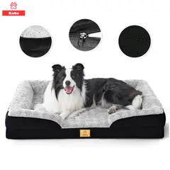 KOBA - Cama Antiestres Perro Colchon Ortopedica 90x63cm Negro Gris