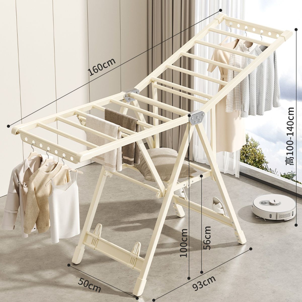 GENERICO - Tendedero Colgador De Ropa Plegable Acero 160 cm