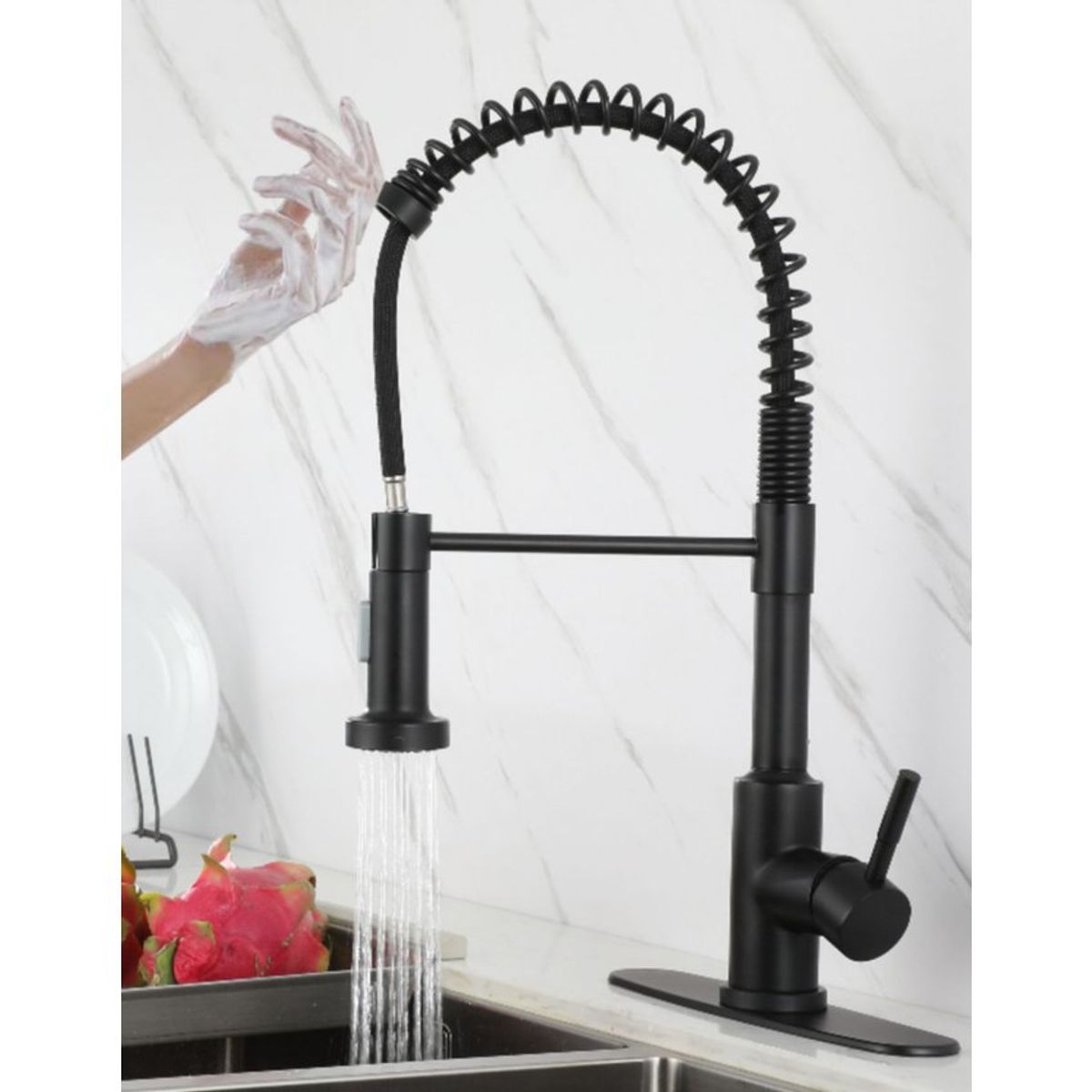 PUREPOWER - Grifo de cocina para lavaplatos monocromado extensible con sensor táctil