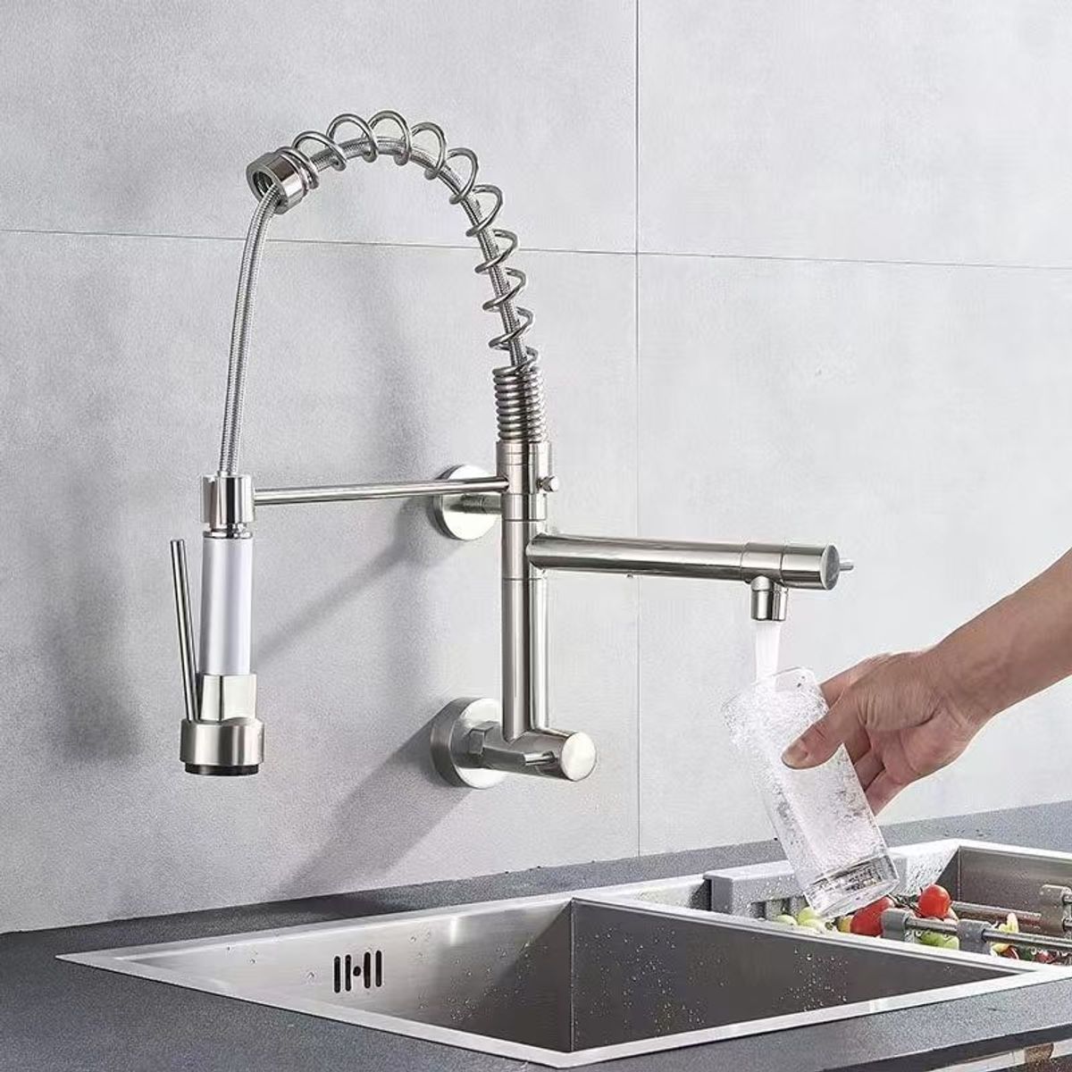 PUREPOWER - Grifo de cocina para lavaplatos monocromado extensible