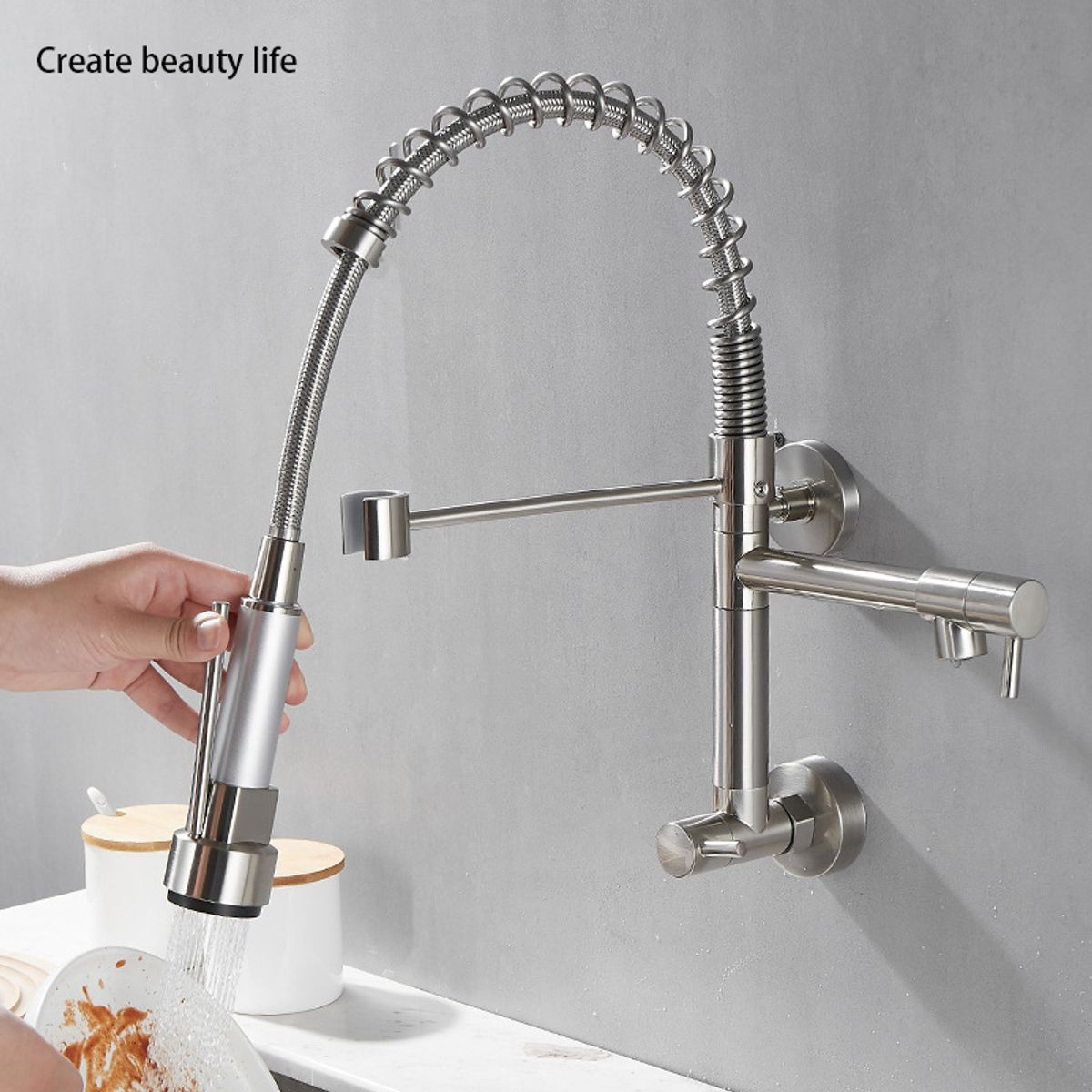 PUREPOWER - Grifo de cocina para lavaplatos monocromado extensible