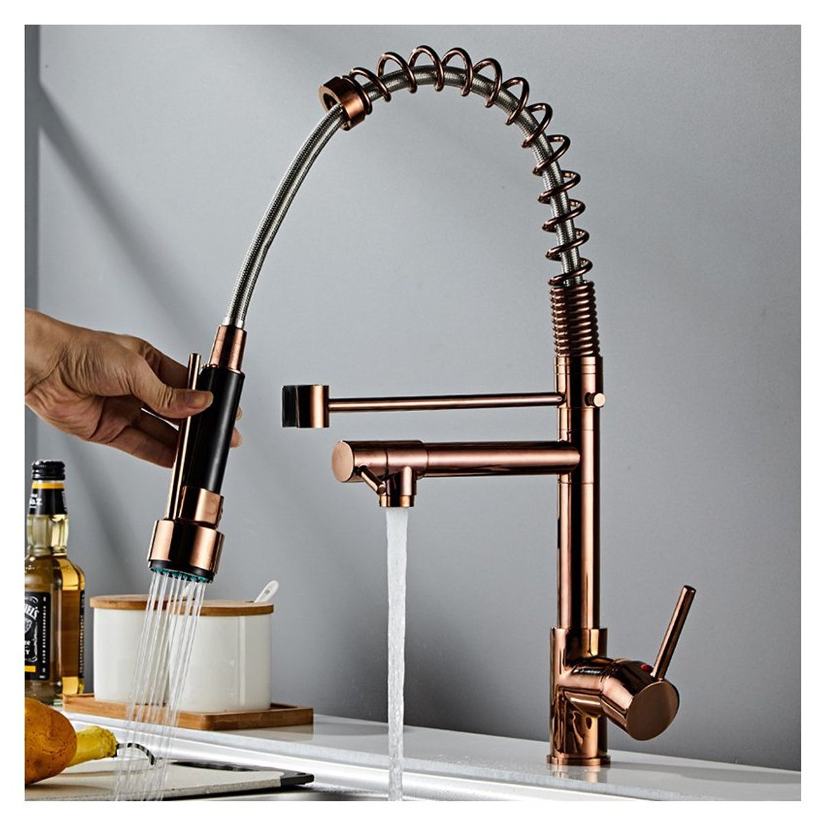 PUREPOWER - Grifo de cocina para lavaplatos monocromado extensible