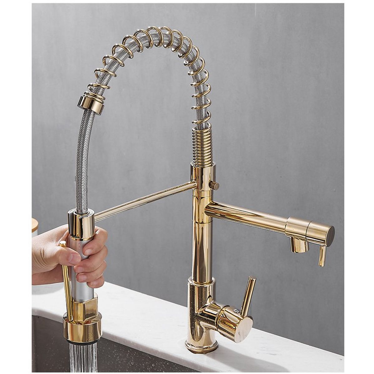 PUREPOWER - Grifo de cocina para lavaplatos monocromado extensible