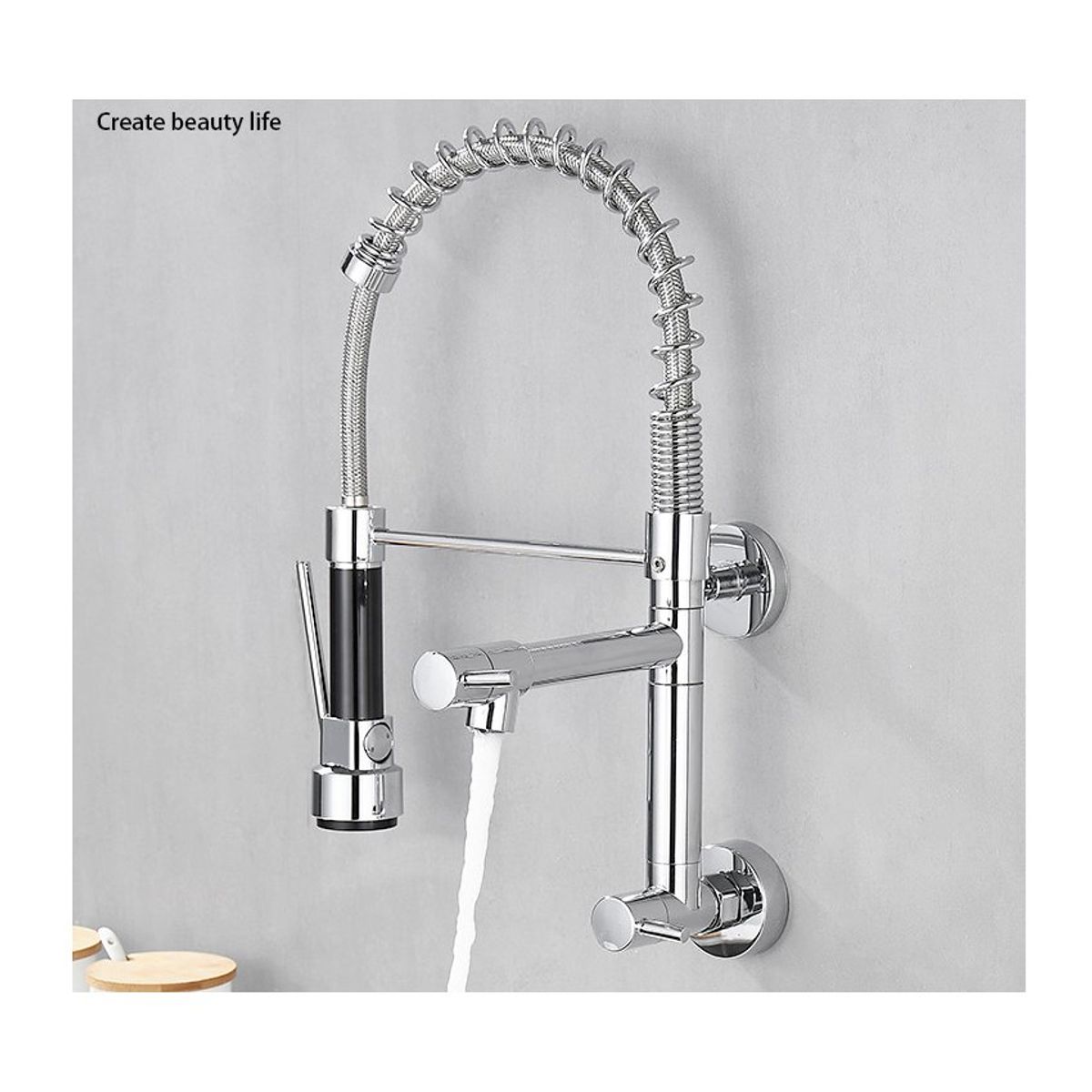 PUREPOWER - Grifo de cocina para lavaplatos monocromado extensible