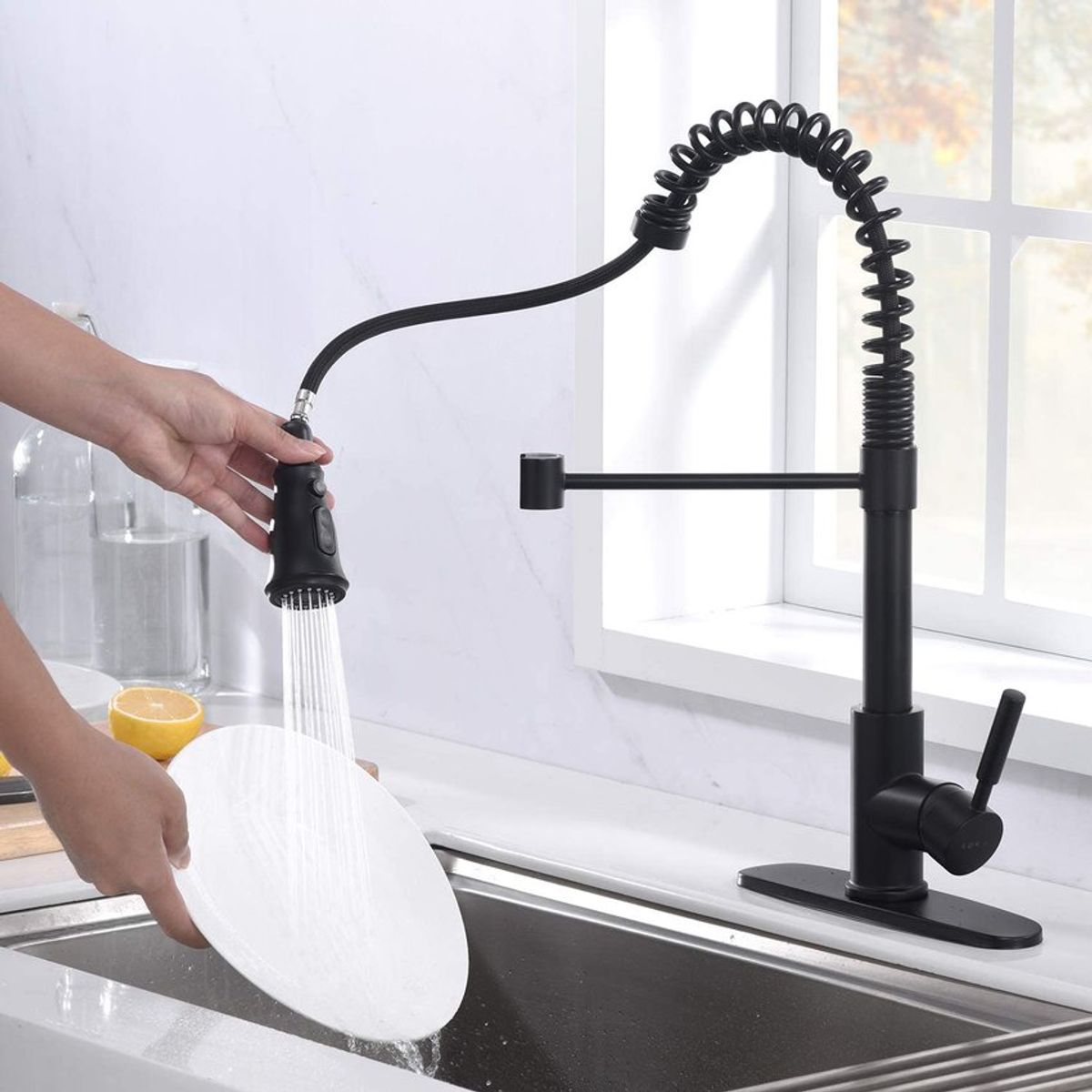 PUREPOWER - Grifo de cocina para lavaplatos monocromado extensible