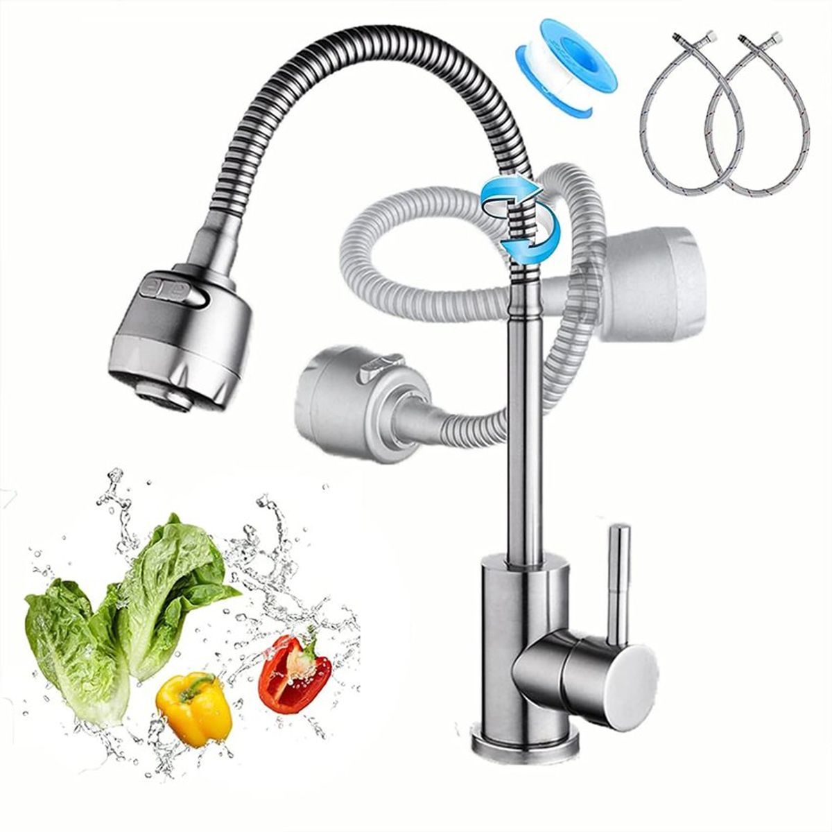 PUREPOWER - Grifo de cocina flexible monomando