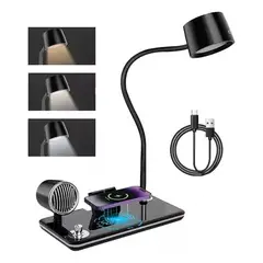 TNAKIEX - Lampara Con Bocina Bluetooth Cargador Inalámbrico Reloj Led