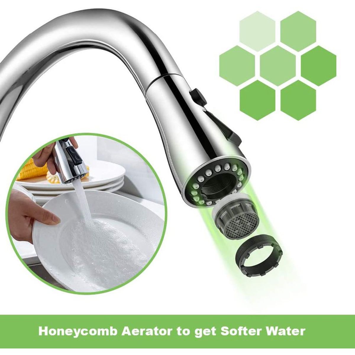 PUREPOWER - Grifo de cocina con rociador extraíble