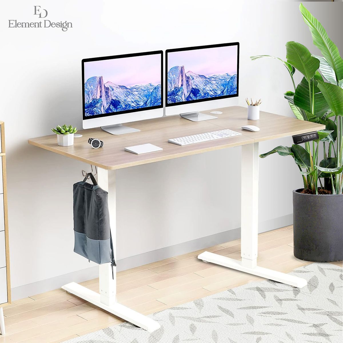 ELEMENT DESIGN - Escritorio Eléctrico de Altura Regulable Home Office 120x60 cm Natural.…