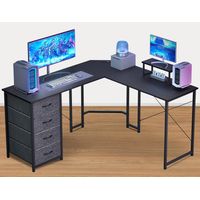 Escritorio En Forma L Con Repisa 4 Cajones Puerto USB 148x148x90CM