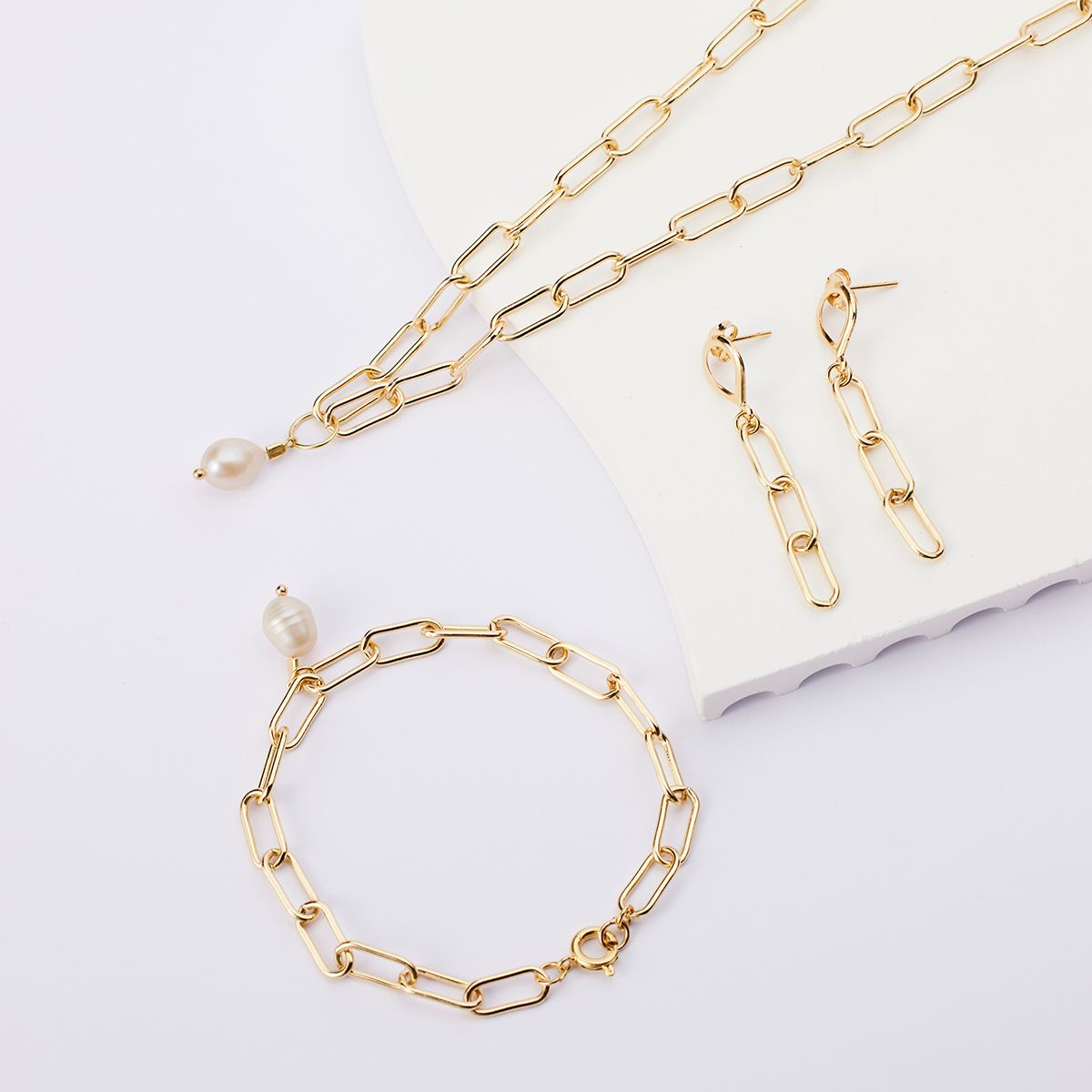 BY LAS CAYETANAS - Pulsera Perla de rio bañada en Oro 18k