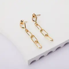 BY LAS CAYETANAS - Aros eslabones pendientes bañados en Oro 18k