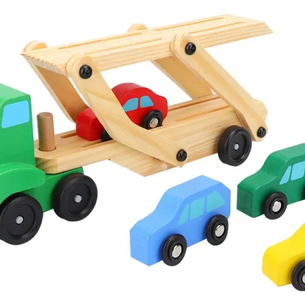 GENERICO - Camion Transportador De Autitos De Madera Juguete Didáctico