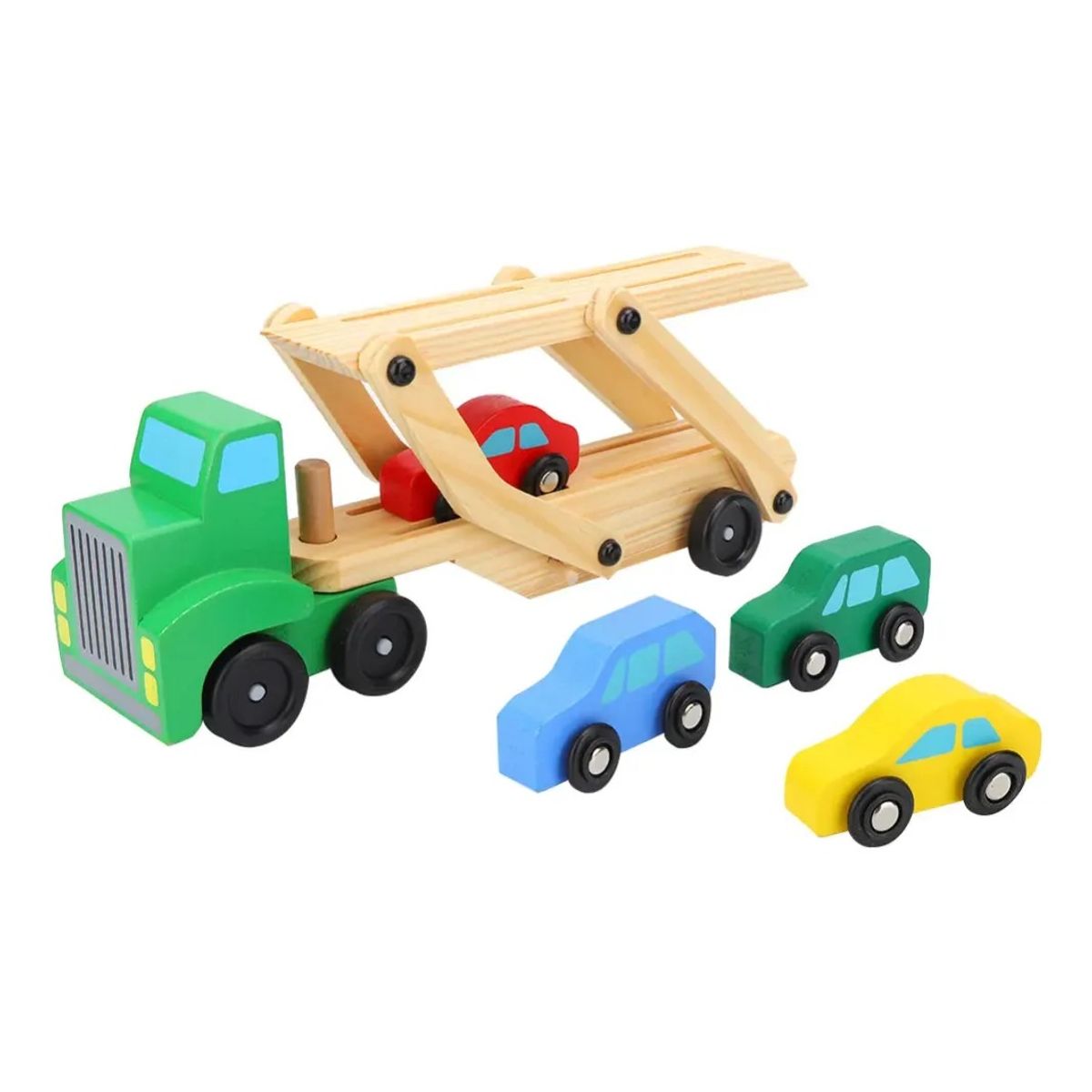 GENERICO - Camion Transportador De Autitos De Madera Juguete Didáctico