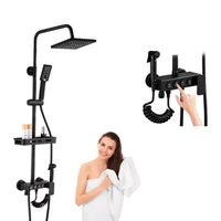 Ducha Columna Negra Push Boton Set 4 Funciones 3 Engranajes - Negro