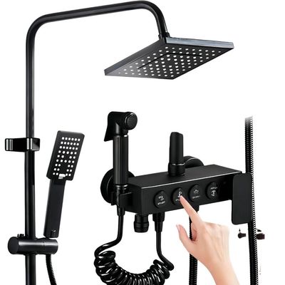 Imagen 2 del producto Ducha Columna Negra Push Boton Set 4 Funciones 3 Engranajes - Negro