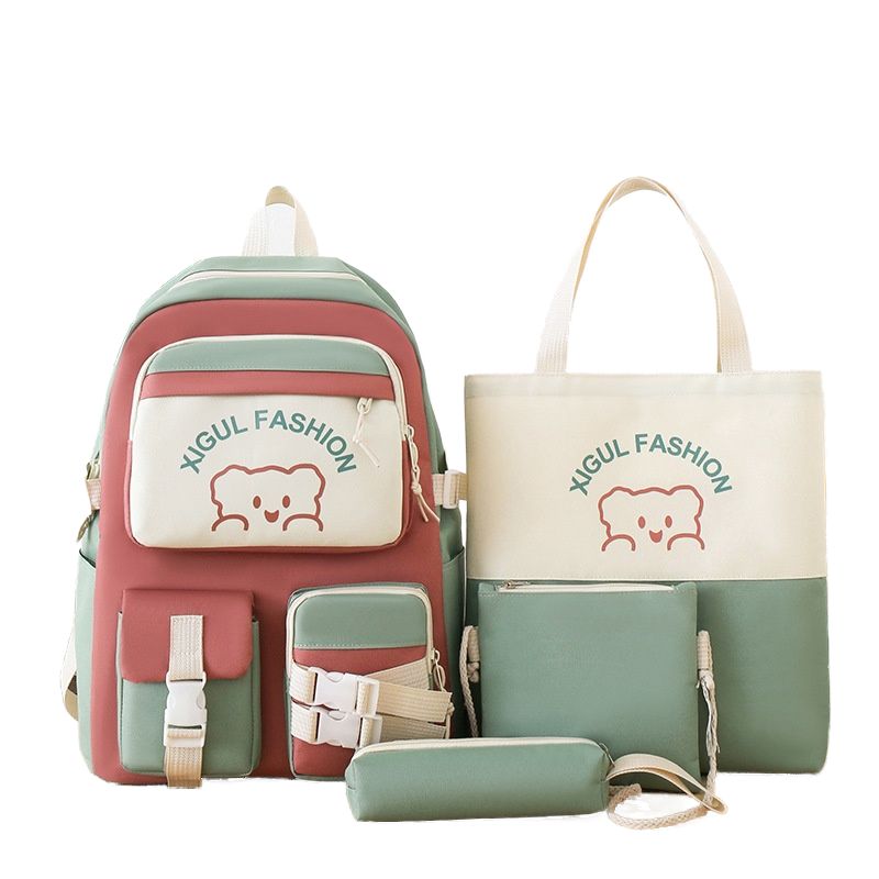 BLWOENS - Set Mochila + Bolso + Lonchera + Estuche TriColor
