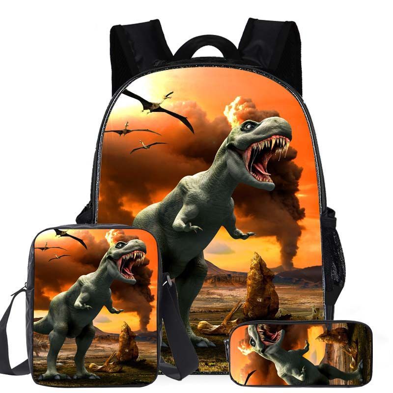 BLWOENS - Set Mochila + Lonchera + Estuche Dinosaurio