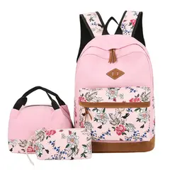 BLWOENS - Set Mochila + Lonchera + Estuche Floreada