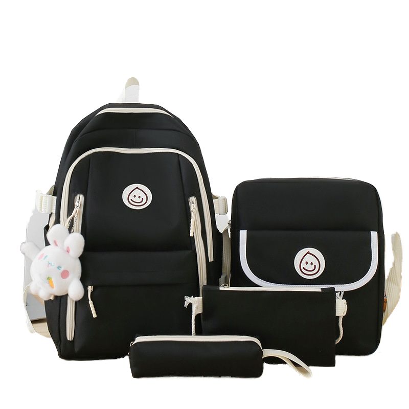 BLWOENS - Set Mochila + Bolso + Lonchera + Estuche Negro