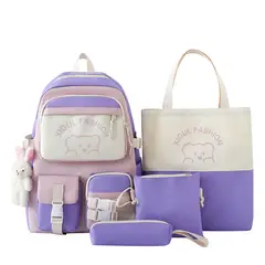 BLWOENS - Set Mochila + Bolso + Lonchera + Estuche TriColor