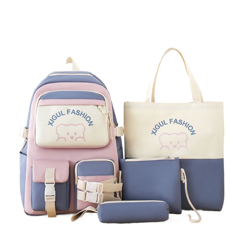 BLWOENS - Set Mochila + Bolso + Lonchera + Estuche TriColor