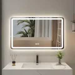 LONEASY - Espejo LED De Baño 100 x 80 cm SBotones táctiles Inteligentes
