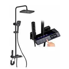 DETODOYMAS - Ducha Columna Visor Digital 4 Funciones - Negro