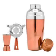 CUINER - Coctelera 3 Piezas 350 Ml Cobre