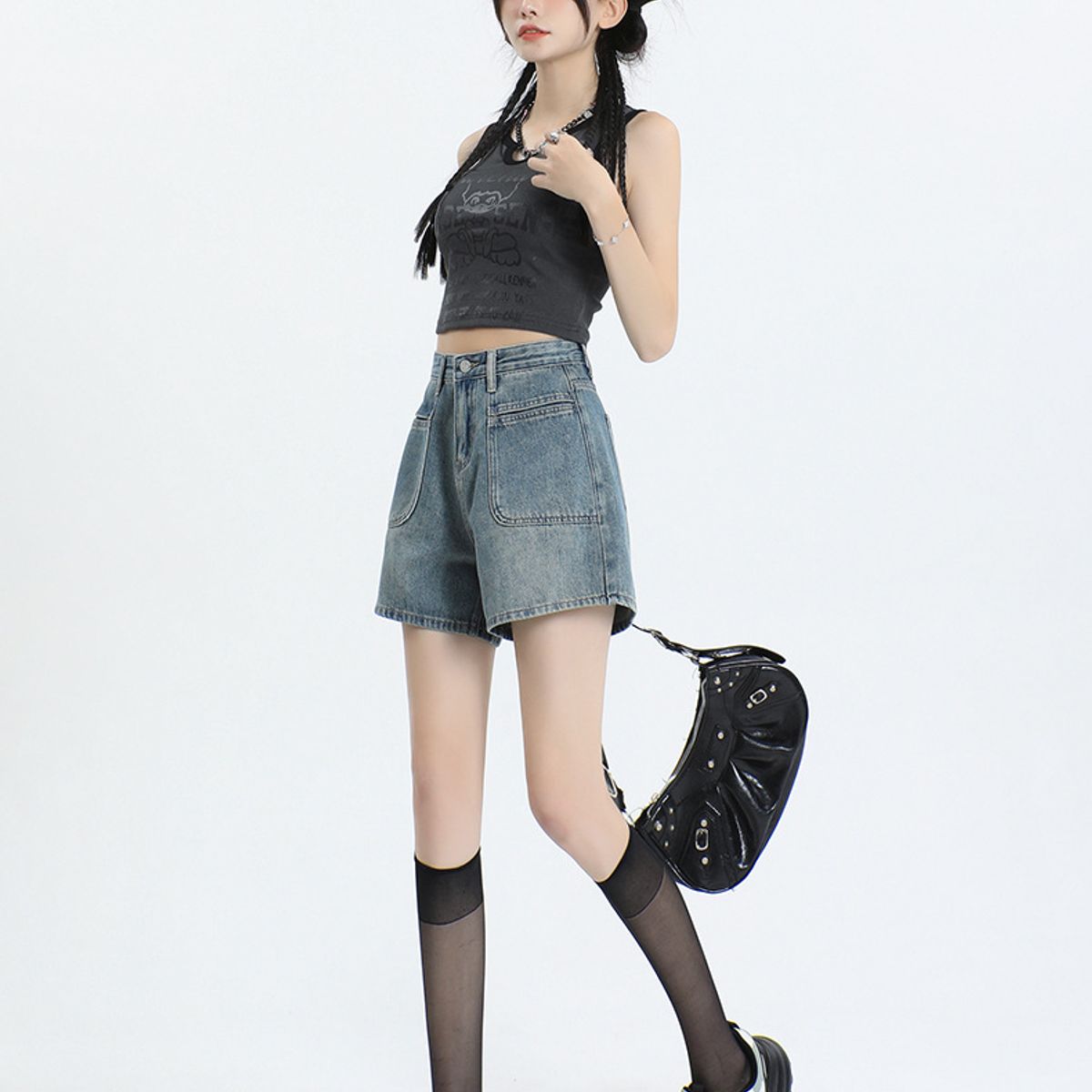 BLWOENS - Pantalones cortos vaqueros de verano para mujeres - Azul