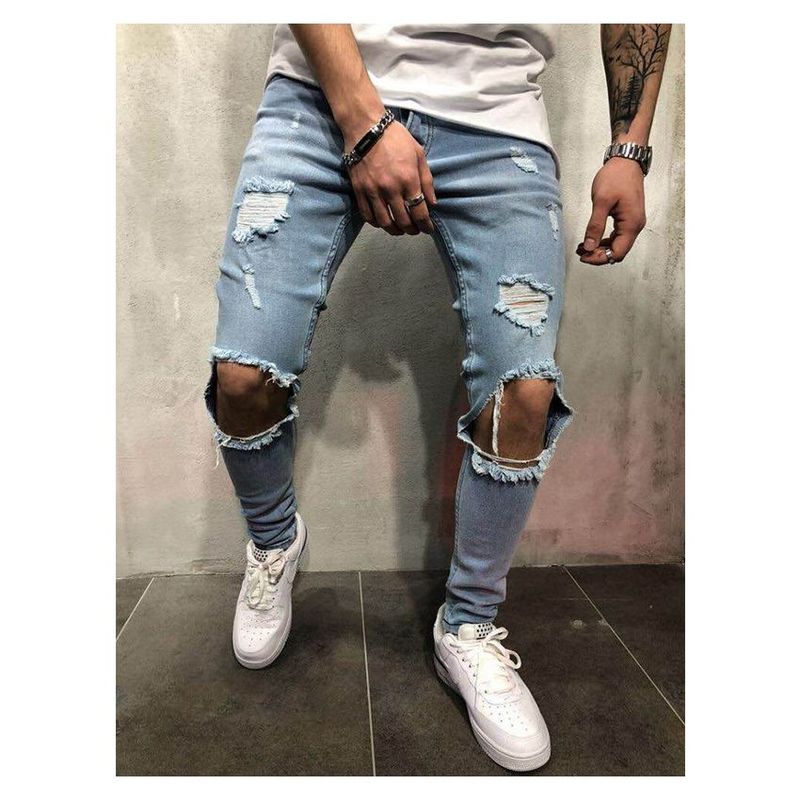 BLWOENS - Jeans casuales de moda para hombres - Azul