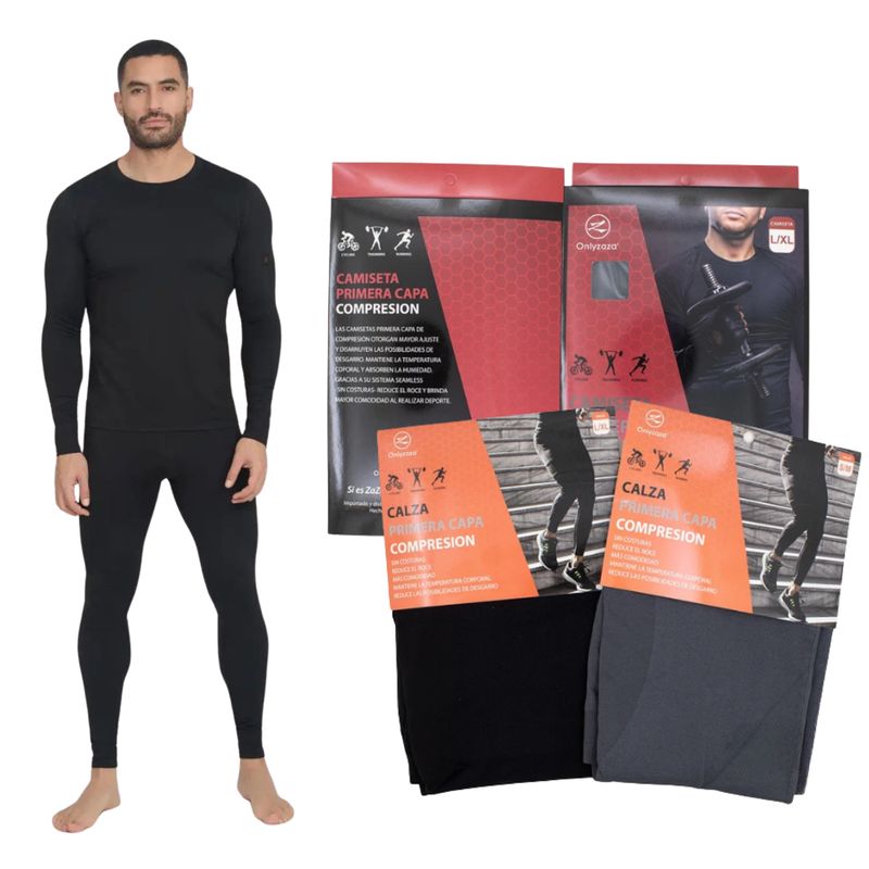 EKOL TACTICA MILITAR - Set Primera Capa Hombre Camiseta Y Calza Compresion Térmicos