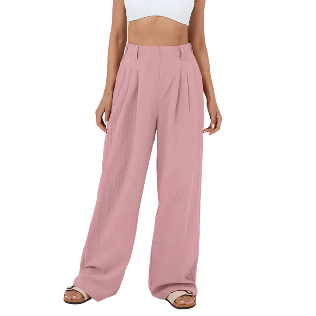 BLWOENS - Pantalones largos de primavera y otoño para mujer - Rosa