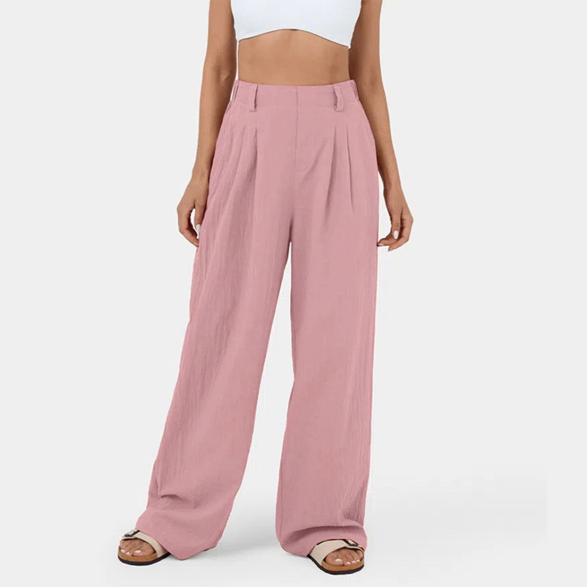 BLWOENS - Pantalones largos de primavera y otoño para mujer - Rosa