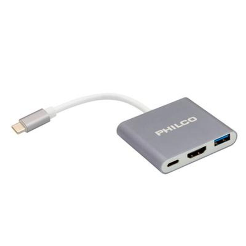 PHILCO - Hub Philco 3 En 1 Tipo C A HDMI USB 30 - Plateado