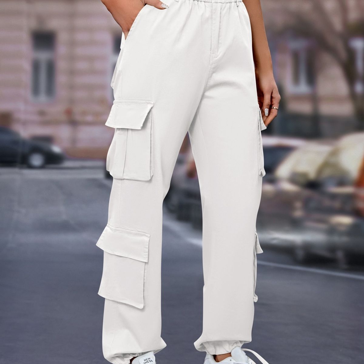 BLWOENS - Pantalones largos de primavera y otoño para mujer - Blanco