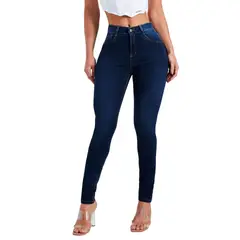 BLWOENS - Jeans largos ajustados para mujer -Azul Oscuro