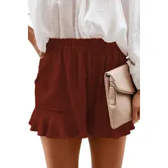 BLWOENS - Pantalones cortos casuales de verano para mujeres - Rojo