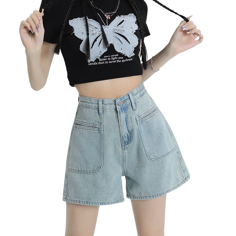 BLWOENS - Pantalones cortos vaqueros de verano para mujeres - Azul