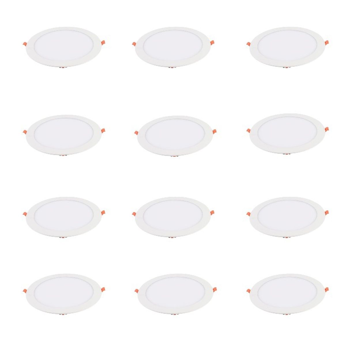 GENERICO - 12 Focos Panel Led 6W Redondo Embutido 220V Luz Cálida